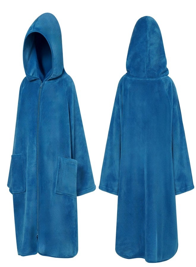 Suncube SUN CUBE Hooded Towel Robe for Kids, Zip Up Swim Parka Beach Cover Up for Girls, Surf Poncho for Boys Warm Changing Bath Towel for Pool with Zipper Hood 7-10, Sea Blue - Image 2